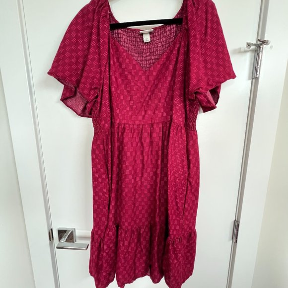 Ava & Viv Dresses & Skirts - Deep Pink Fit and Flare Mini Dress with Flowy Sleeves